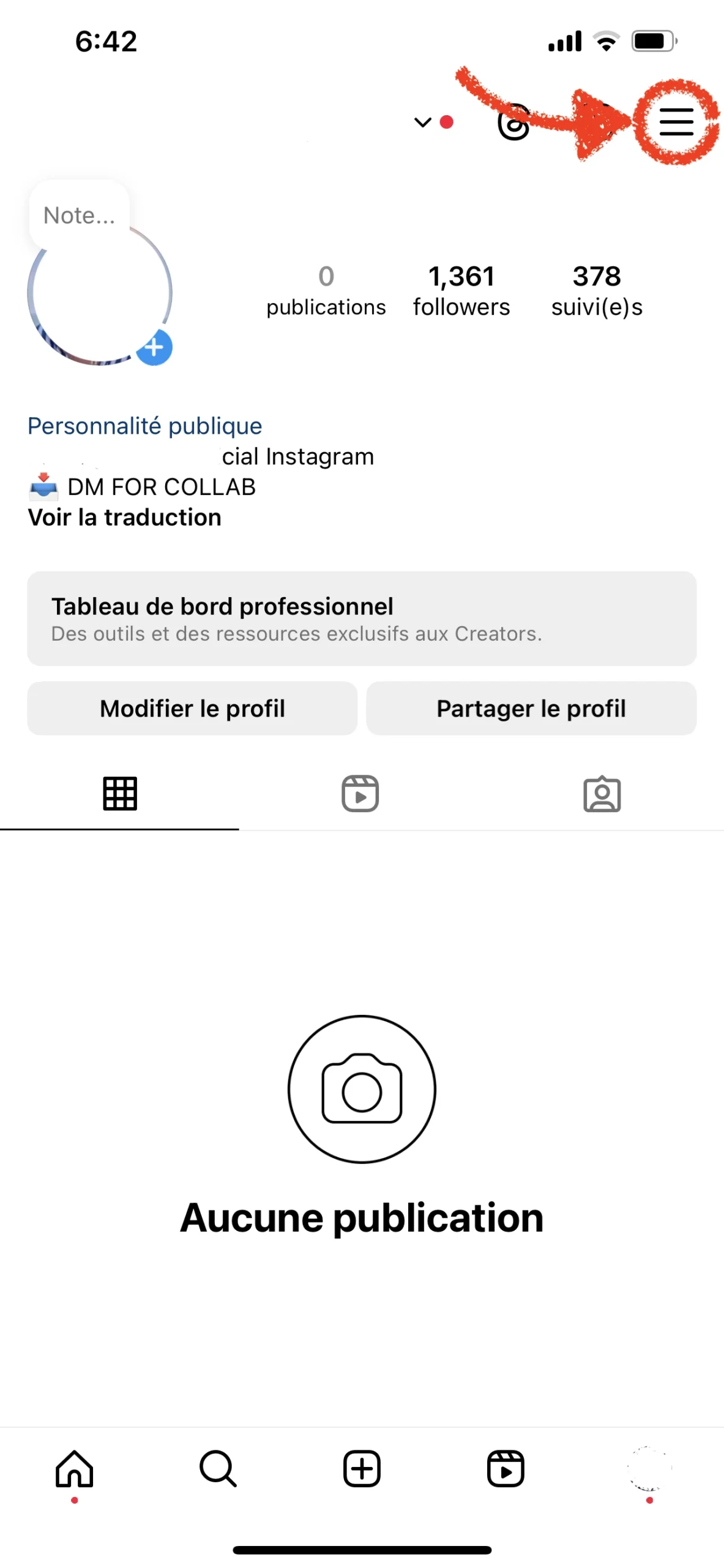 étape 2 pour changer mettre compte instagram privé