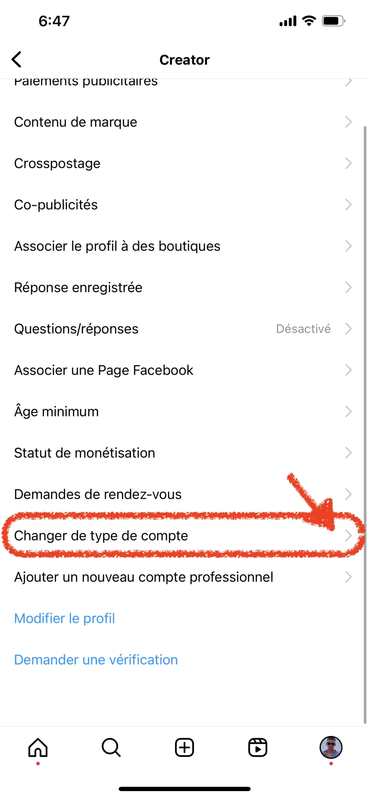 étape 9 pour changer mettre compte instagram privé