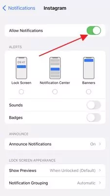 notifications Instagram iPhone